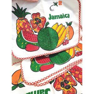 Four Cloth Placemats Jamaica Themed Set Red Check Boarder Patio Settings